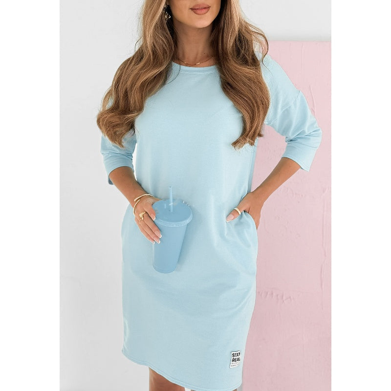 Mira | Kleid für Damen mit 3/4-Ärmeln und Taschen und Rundhalsausschnitt
