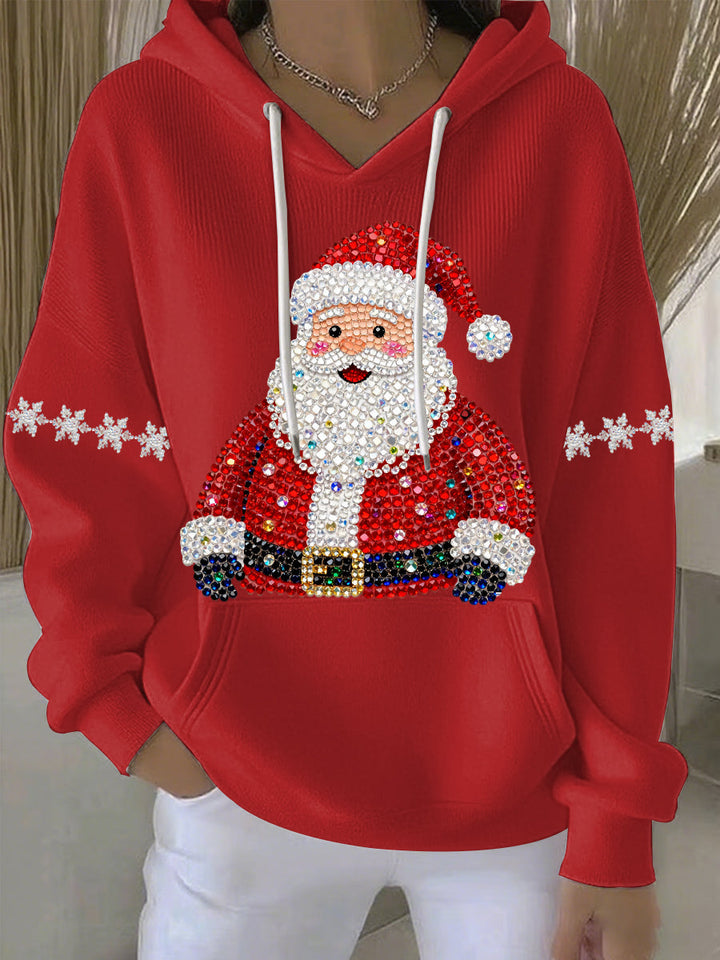 Damen Weihnachtsdruck Freizeit Hoodie mit Kapuze und langen Ärmeln