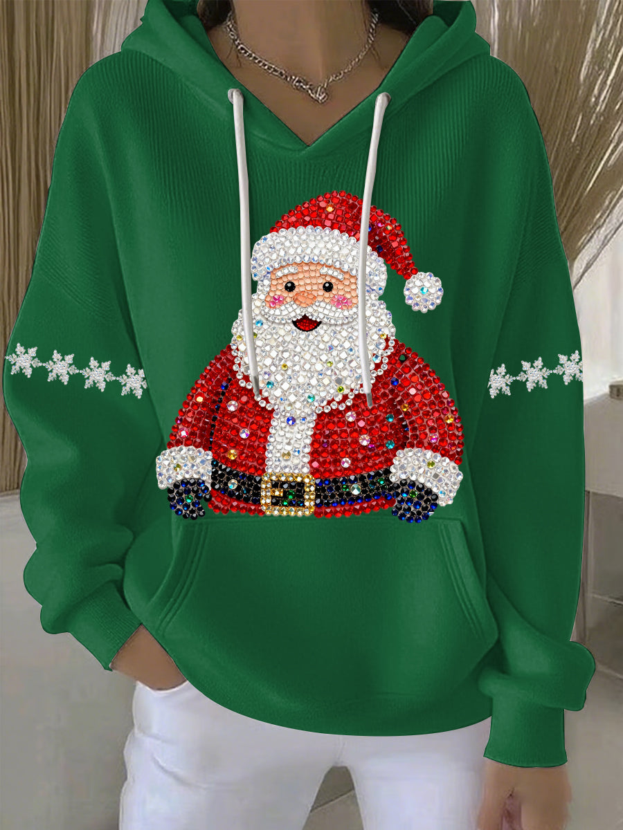 Damen Weihnachtsdruck Freizeit Hoodie mit Kapuze und langen Ärmeln