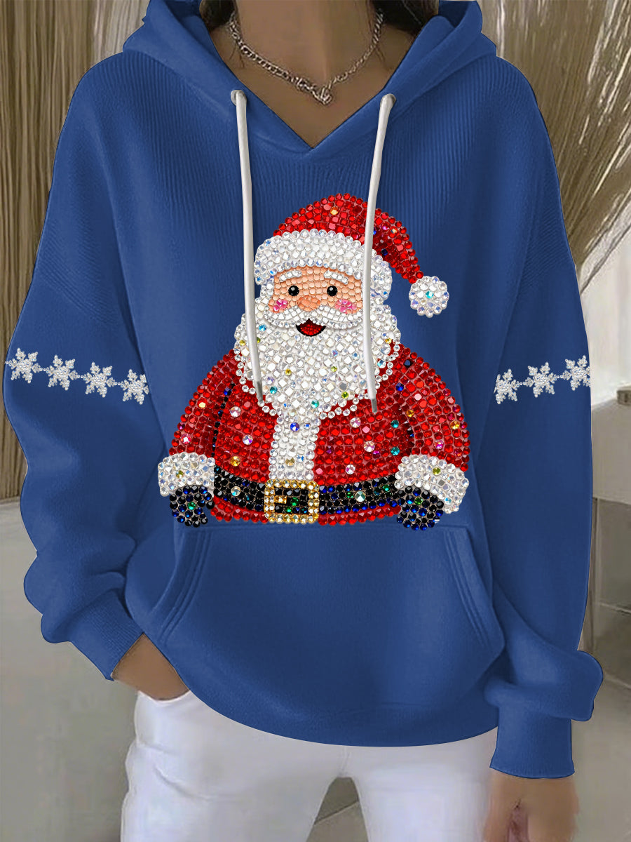 Damen Weihnachtsdruck Freizeit Hoodie mit Kapuze und langen Ärmeln