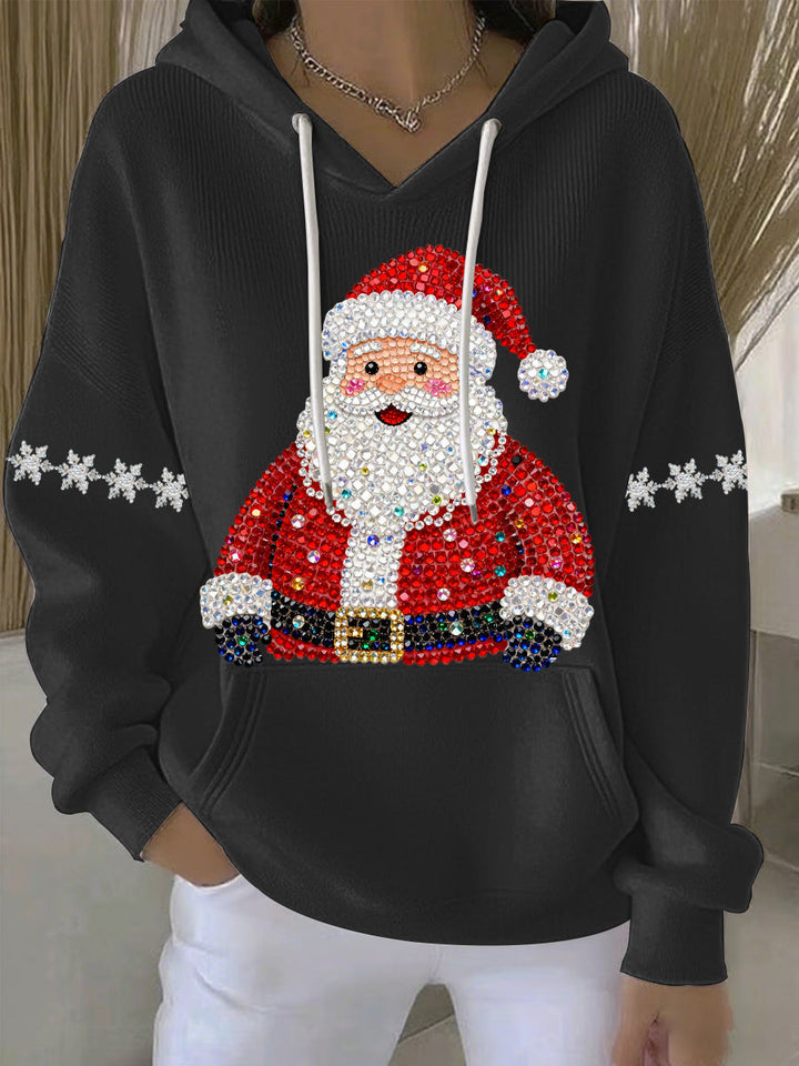 Damen Weihnachtsdruck Freizeit Hoodie mit Kapuze und langen Ärmeln