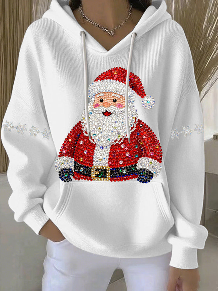 Damen Weihnachtsdruck Freizeit Hoodie mit Kapuze und langen Ärmeln