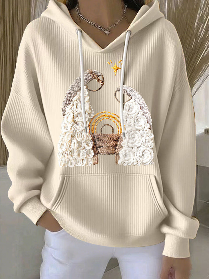 Damen Weihnachts Jesus Geburt Hoodies mit Kapuze und langen Ärmeln