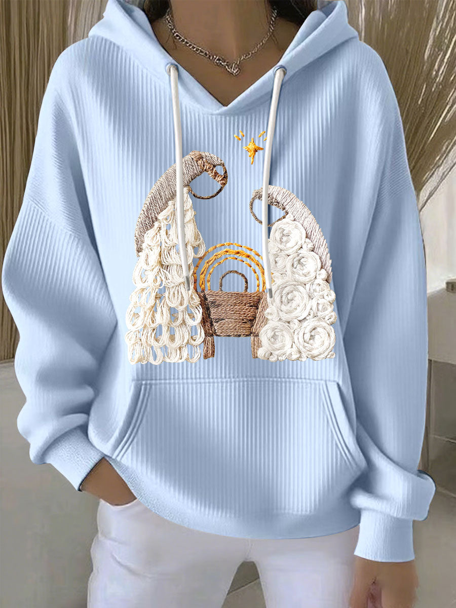 Damen Weihnachts Jesus Geburt Hoodies mit Kapuze und langen Ärmeln