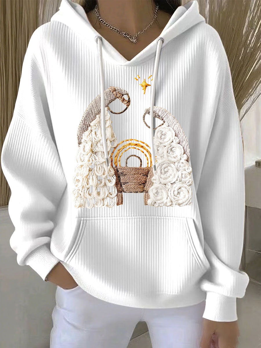 Damen Weihnachts Jesus Geburt Hoodies mit Kapuze und langen Ärmeln