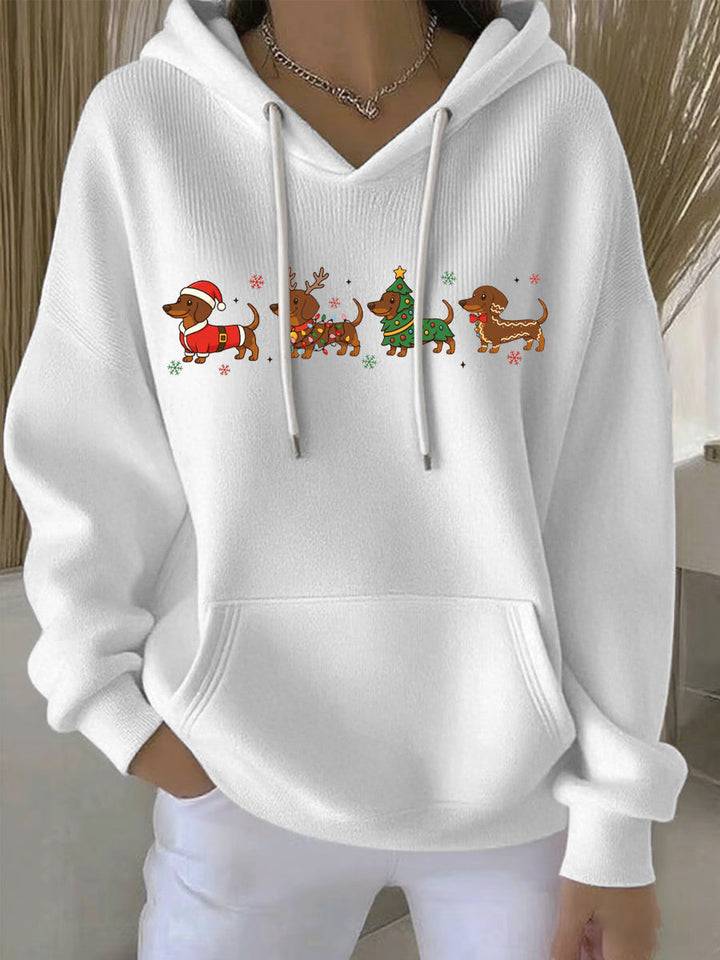 Damen Weihnachtlicher Druck Freizeit Hoodie mit Kapuze und langen Ärmeln