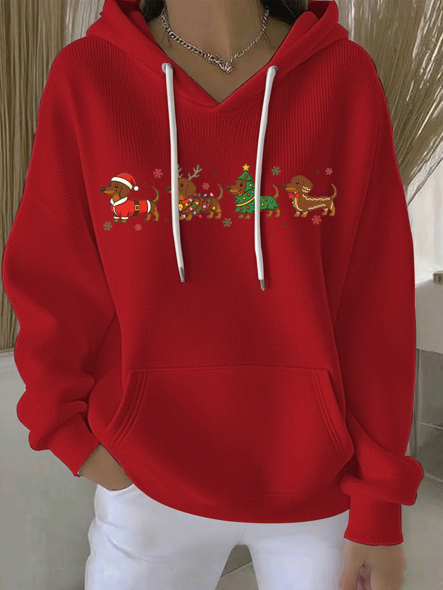 Damen Weihnachtlicher Druck Freizeit Hoodie mit Kapuze und langen Ärmeln