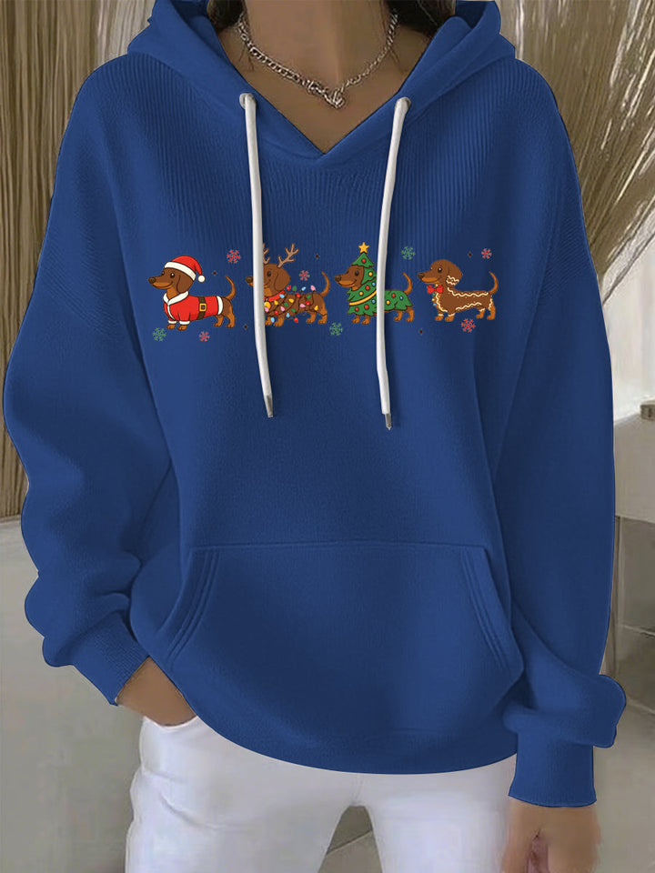 Damen Weihnachtlicher Druck Freizeit Hoodie mit Kapuze und langen Ärmeln