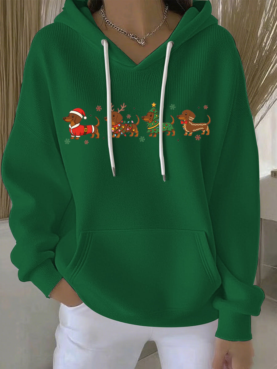 Damen Weihnachtlicher Druck Freizeit Hoodie mit Kapuze und langen Ärmeln