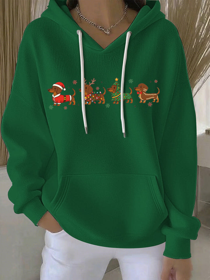 Damen Weihnachtlicher Druck Freizeit Hoodie mit Kapuze und langen Ärmeln