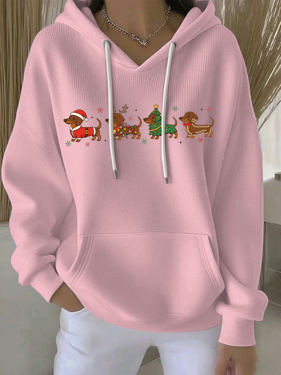 Damen Weihnachtlicher Druck Freizeit Hoodie mit Kapuze und langen Ärmeln