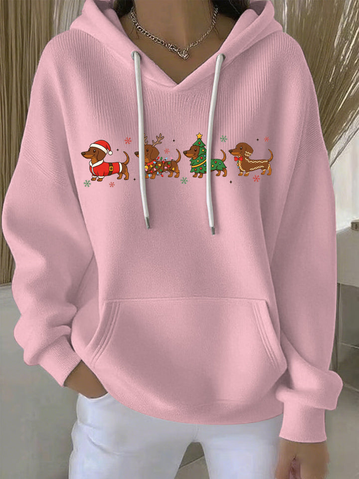 Damen Weihnachtlicher Druck Freizeit Hoodie mit Kapuze und langen Ärmeln