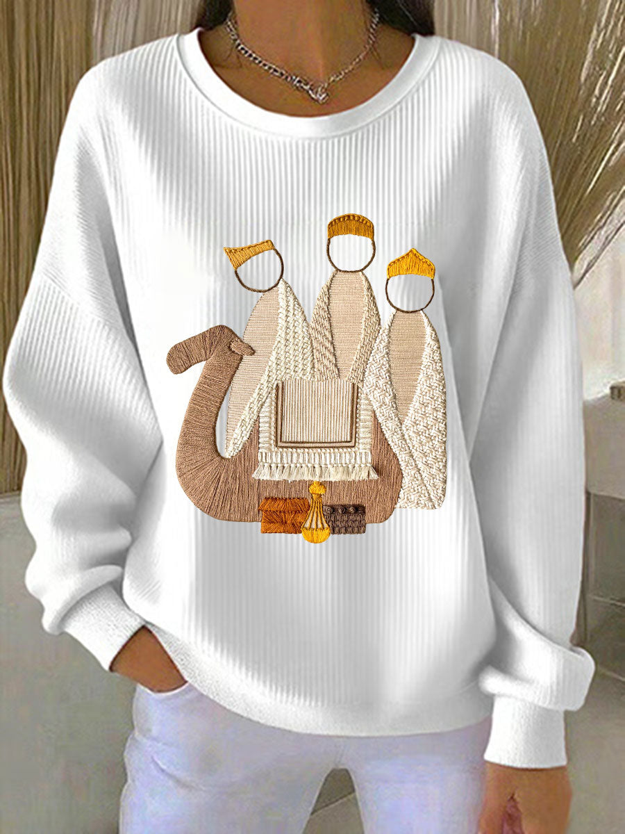 Damen Weihnachts-Jesu-Geburts-Sweatshirts mit Rundhalsausschnitt und langen Ärmeln