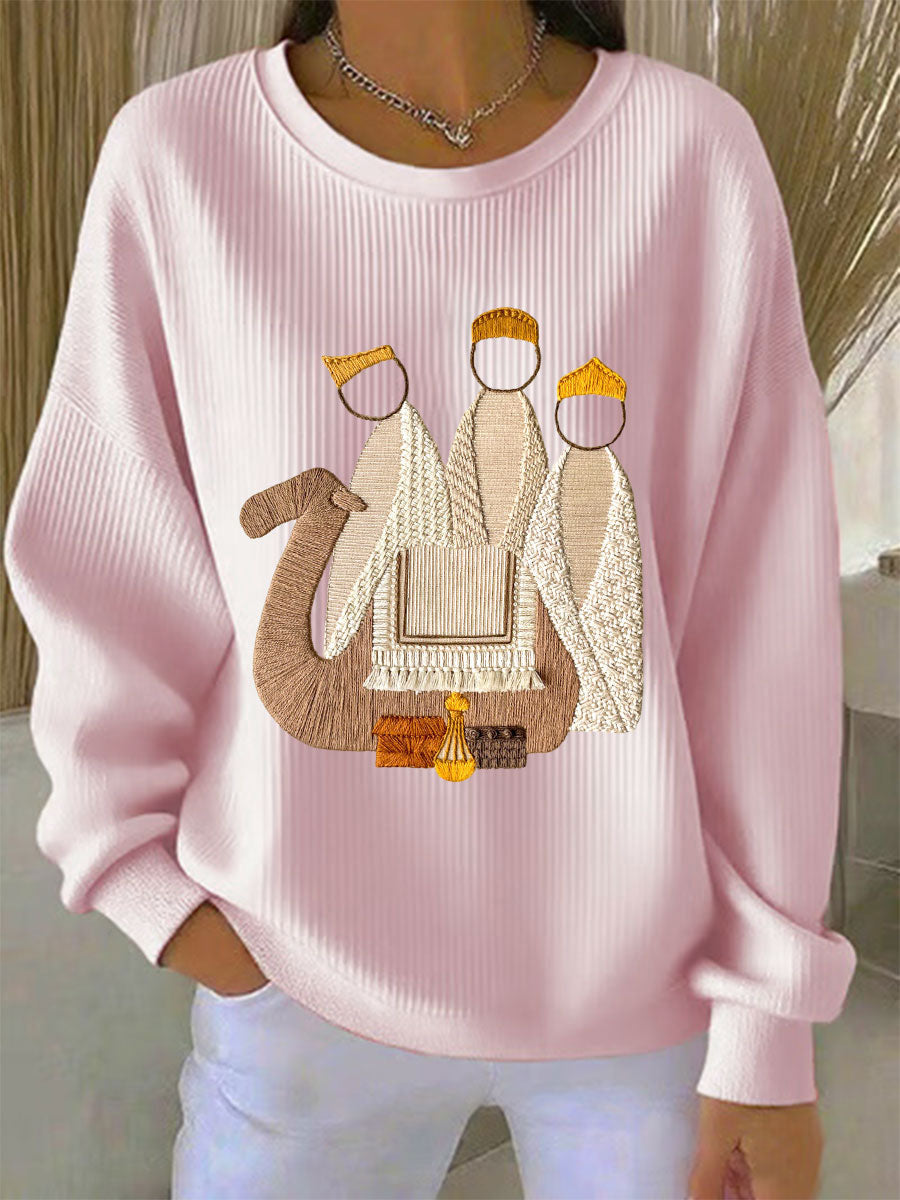 Damen Weihnachts-Jesu-Geburts-Sweatshirts mit Rundhalsausschnitt und langen Ärmeln