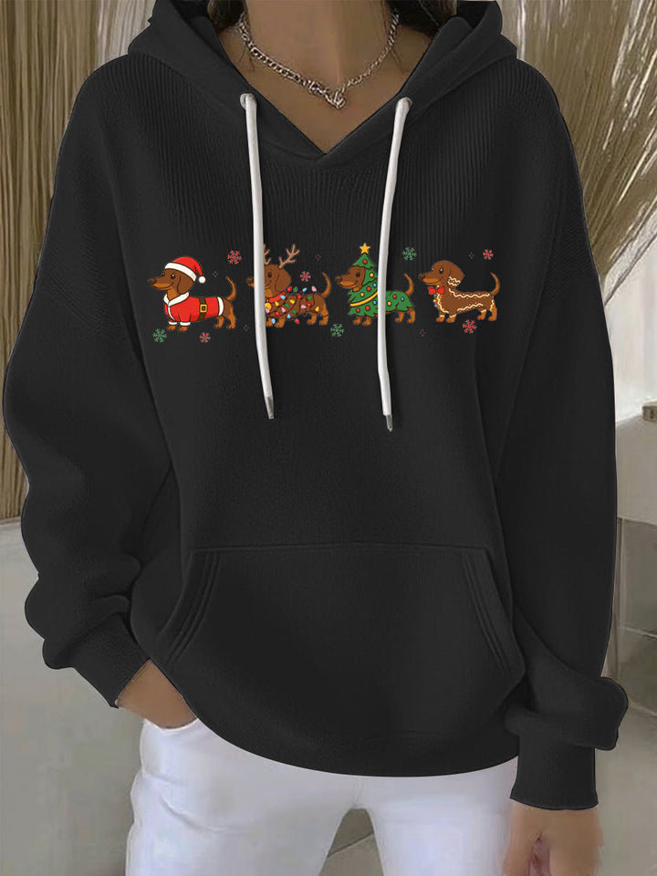 Damen Weihnachtlicher Druck Freizeit Hoodie mit Kapuze und langen Ärmeln