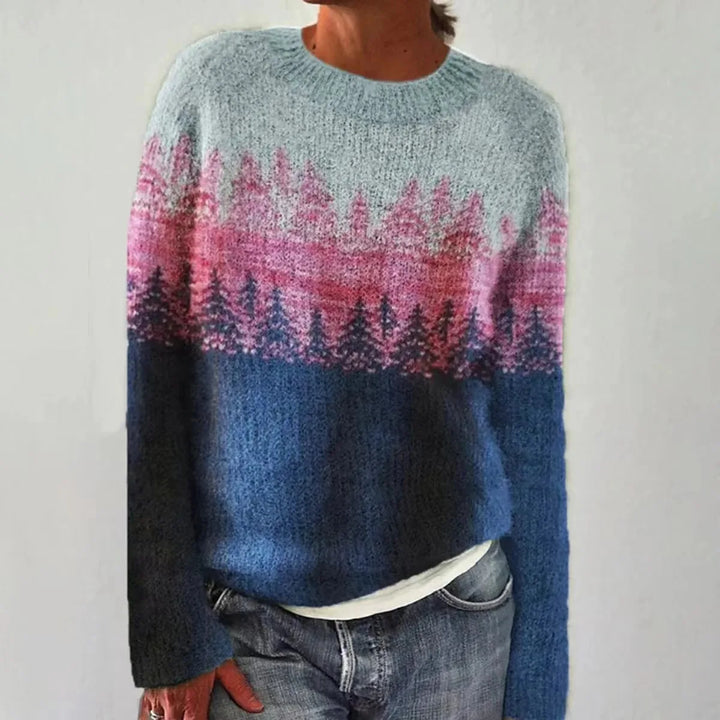 SILVIA | Retro-Pullover für Damen mit Rundhalsausschnitt und langen Ärmeln