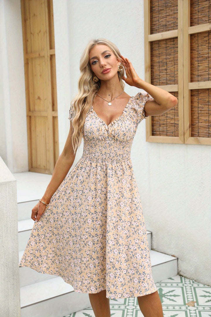Mia | Blumendruckkleid mit V-Ausschnitt