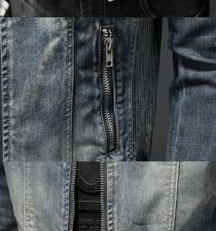 Matteo | Retro Denim Jacke für Herren mit Rundhalsausschnitt und langen Ärmeln