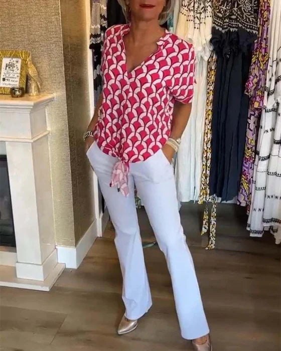 Bella | Lässiges Top für Damen mit Print und V-Ausschnitt