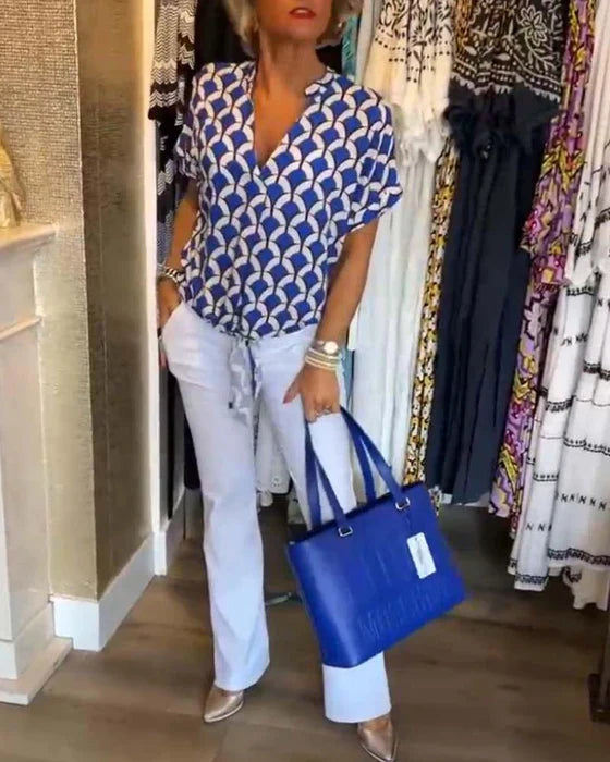 Bella | Lässiges Top für Damen mit Print und V-Ausschnitt