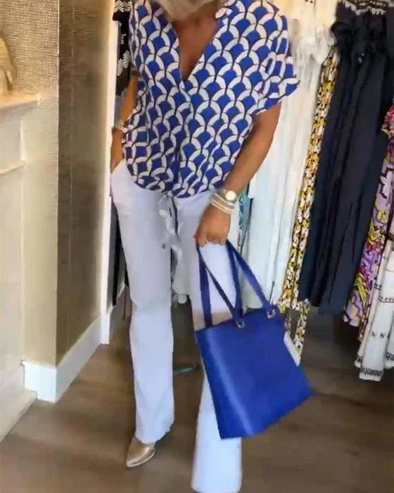 Bella | Lässiges Top für Damen mit Print und V-Ausschnitt