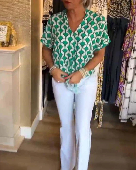 Bella | Lässiges Top für Damen mit Print und V-Ausschnitt