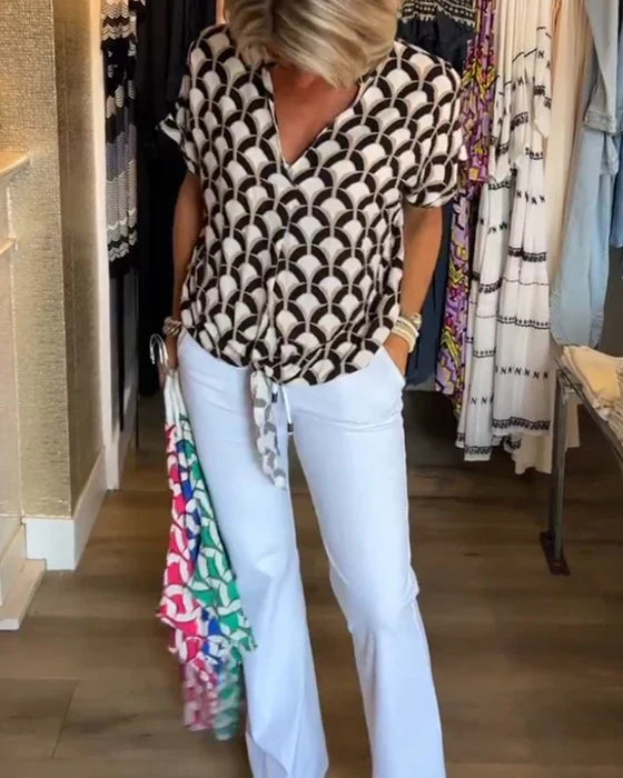 Bella | Lässiges Top für Damen mit Print und V-Ausschnitt
