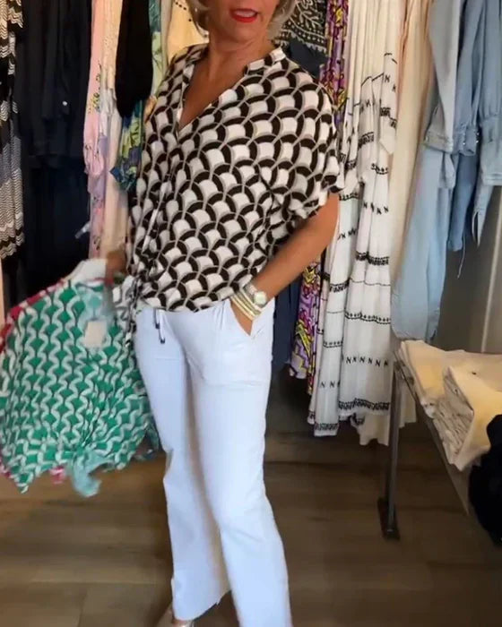 Bella | Lässiges Top für Damen mit Print und V-Ausschnitt