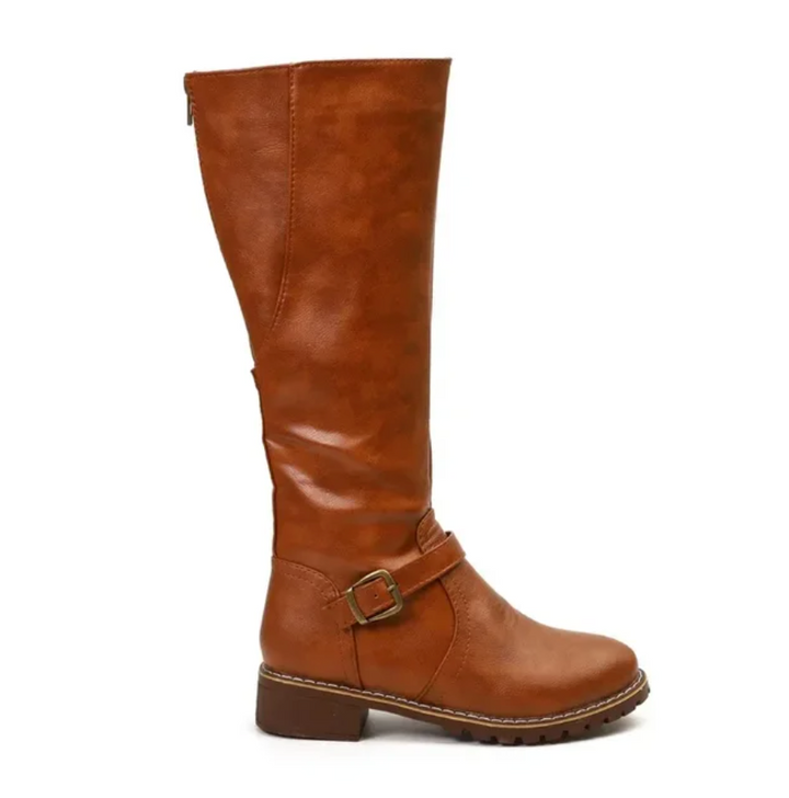 Damen Stiefel mit Blockabsatz und Schnalle