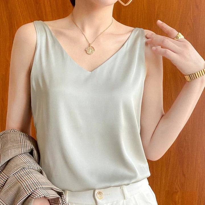 Lilliane | Damen Chic Weiches Tanktop mit V-Ausschnitt