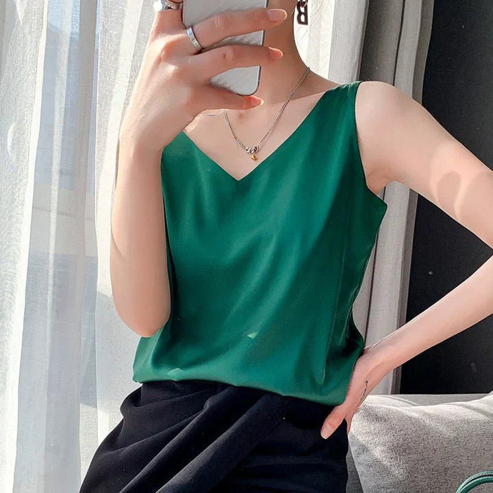 Lilliane | Damen Chic Weiches Tanktop mit V-Ausschnitt