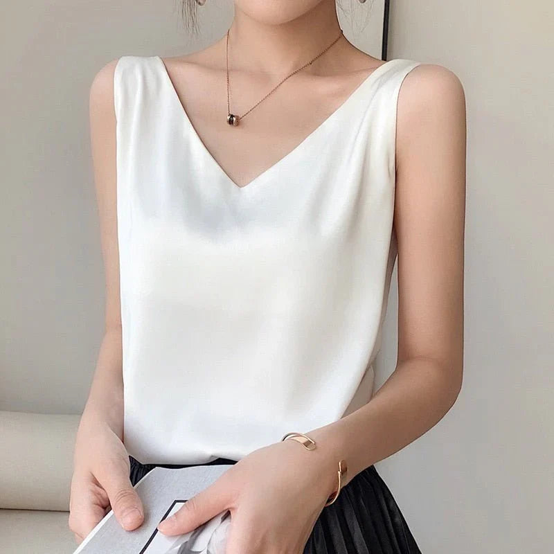 Lilliane | Damen Chic Weiches Tanktop mit V-Ausschnitt