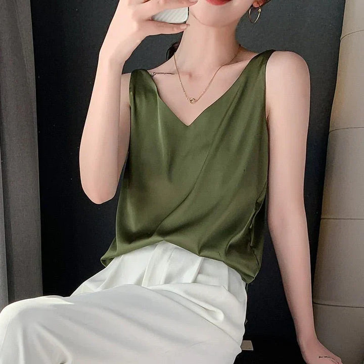 Lilliane | Damen Chic Weiches Tanktop mit V-Ausschnitt