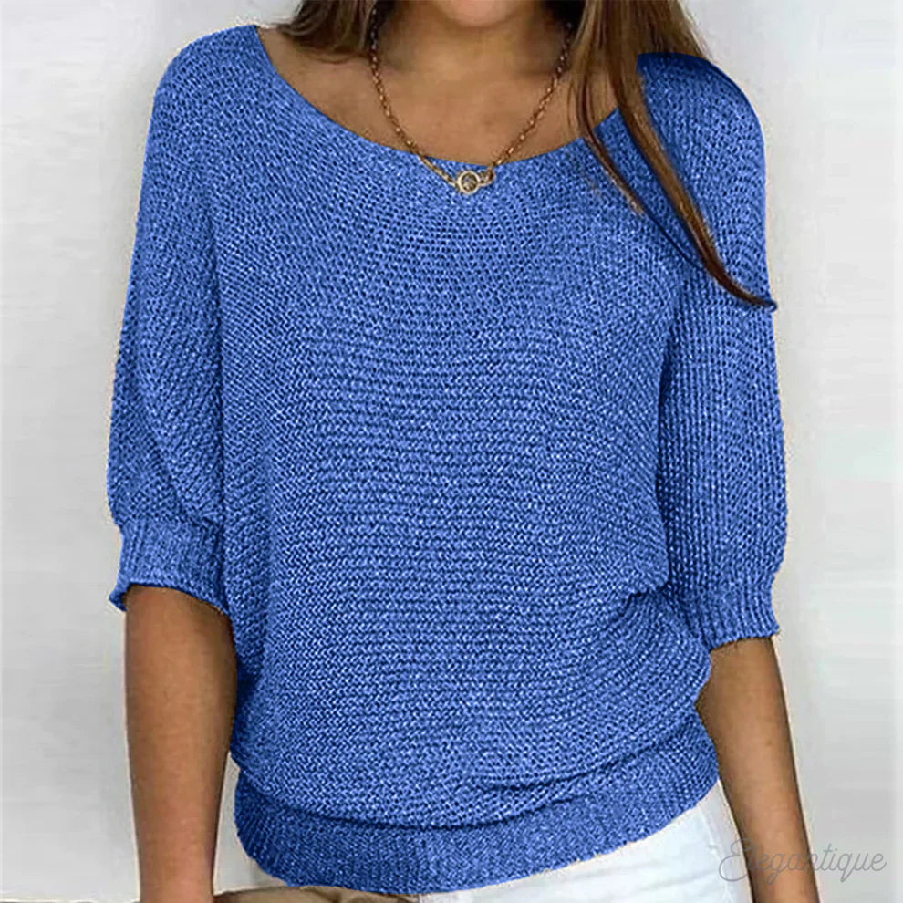 Eunice | Entspanntes Stricktop mit Rundhalsausschnitt und langen Ärmeln