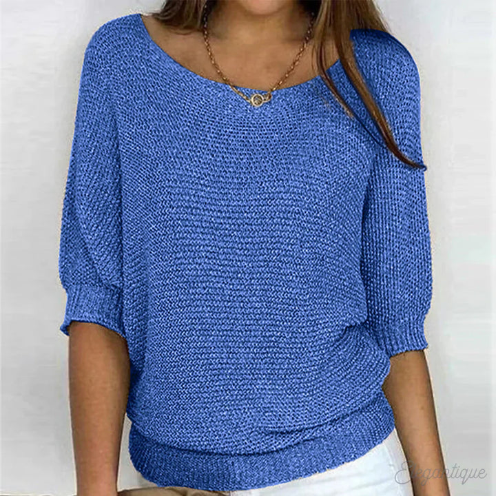 Eunice | Entspanntes Stricktop mit Rundhalsausschnitt und langen Ärmeln
