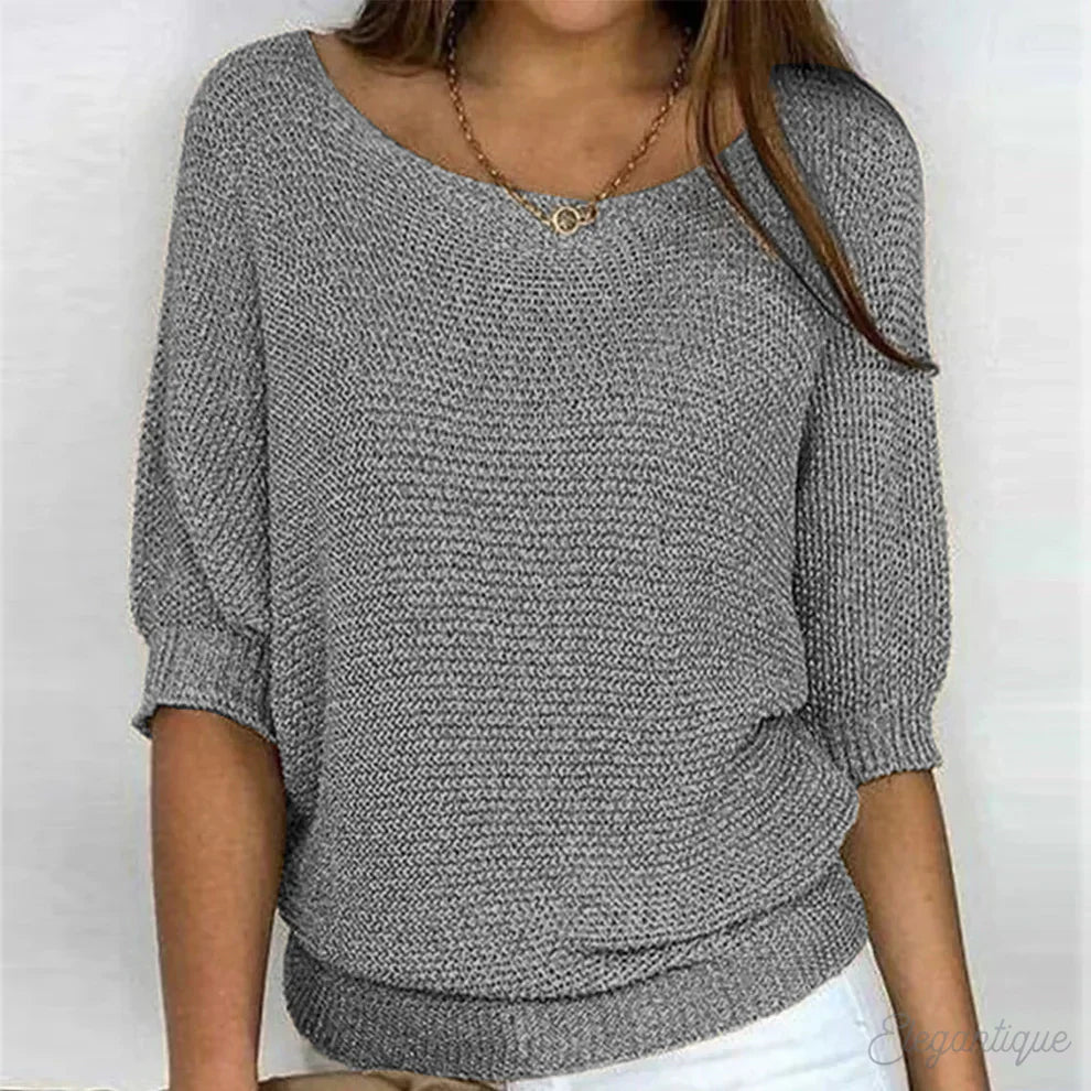 Eunice | Entspanntes Stricktop mit Rundhalsausschnitt und langen Ärmeln