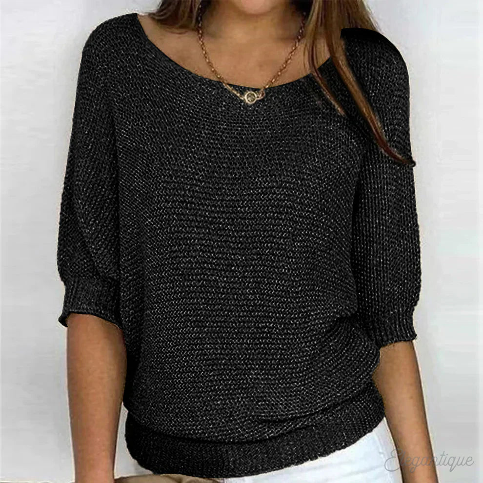 Eunice | Entspanntes Stricktop mit Rundhalsausschnitt und langen Ärmeln