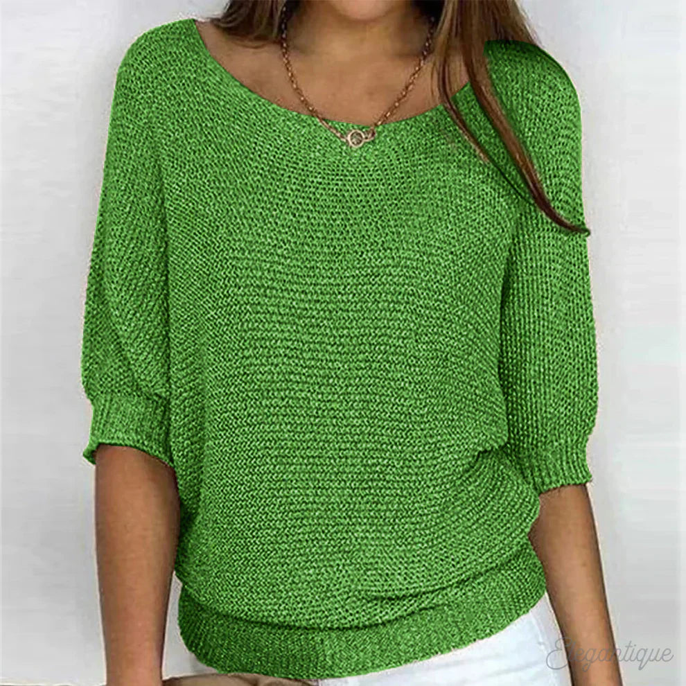 Eunice | Entspanntes Stricktop mit Rundhalsausschnitt und langen Ärmeln