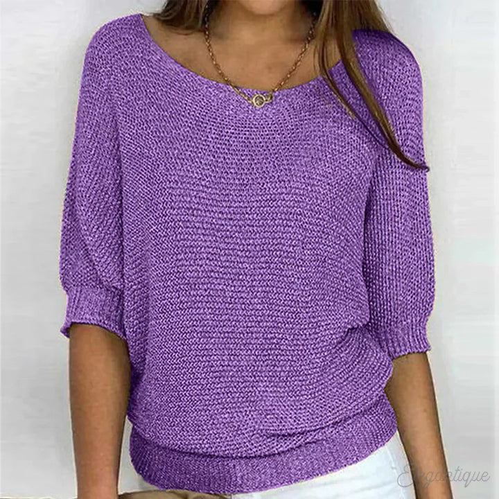 Eunice | Entspanntes Stricktop mit Rundhalsausschnitt und langen Ärmeln
