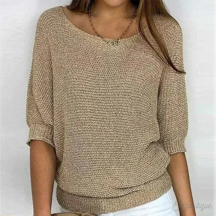 Eunice | Entspanntes Stricktop mit Rundhalsausschnitt und langen Ärmeln