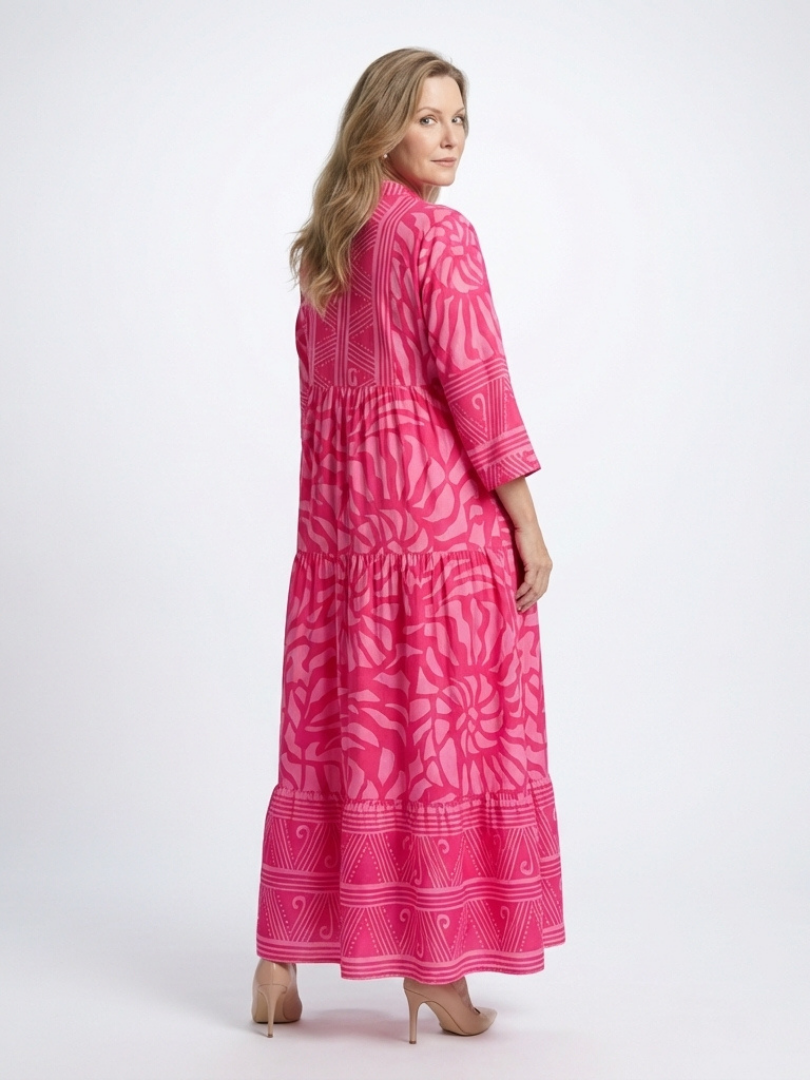 Marielle | Knopf-Front Midi-Kleid für Damen mit Blumenmuster und V-Ausschnitt