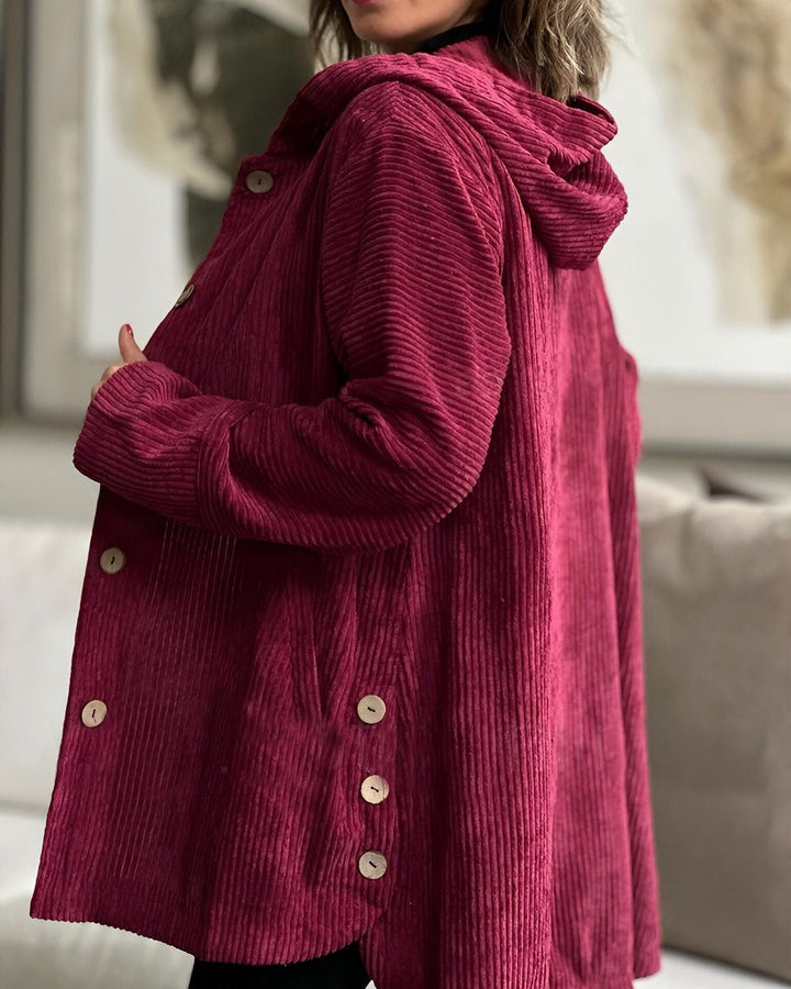 Damen Jacke mit Kapuze, Knöpfen und Taschen