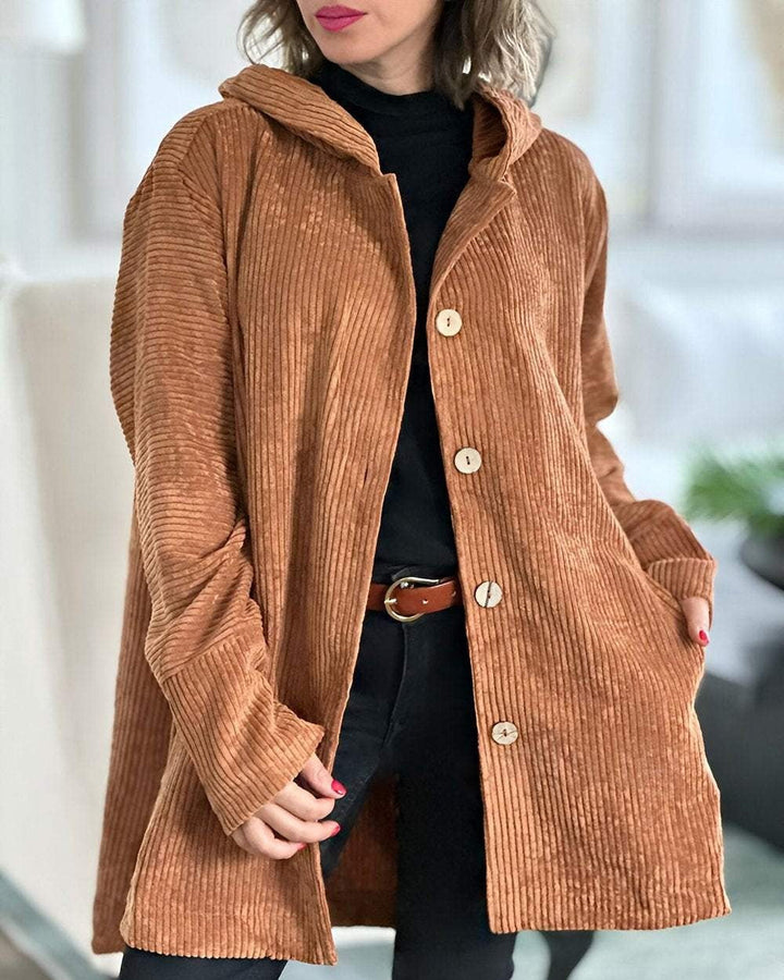 Damen Jacke mit Kapuze, Knöpfen und Taschen
