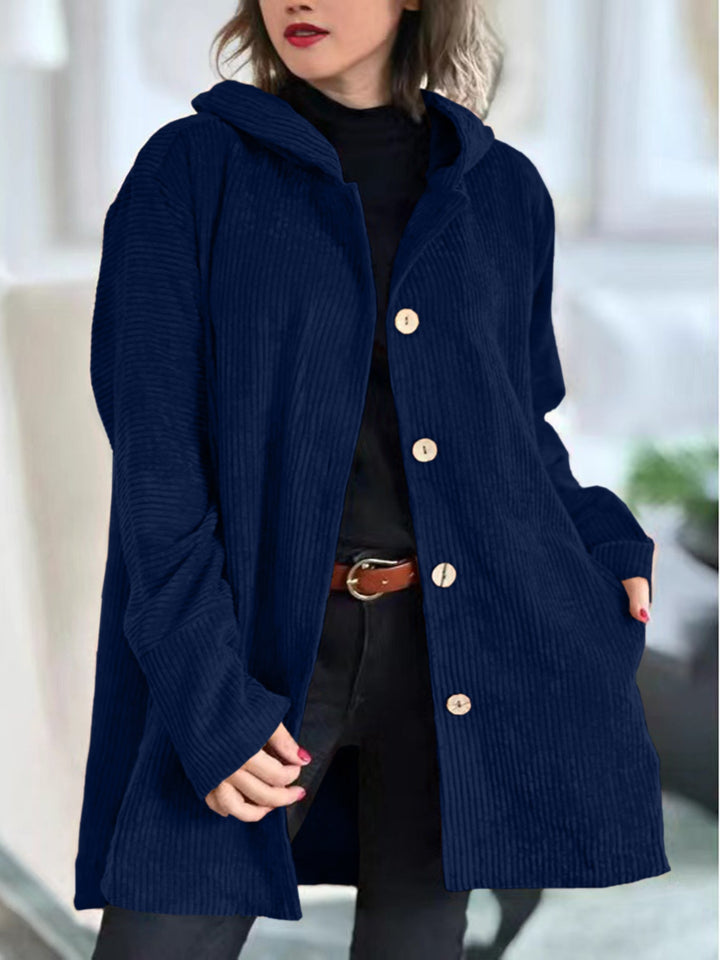 Damen Jacke mit Kapuze, Knöpfen und Taschen