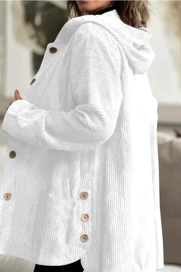 Damen Jacke mit Kapuze, Knöpfen und Taschen