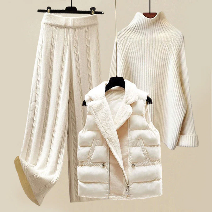 Sabrina | Bequemes, gemütliches Strickset für Damen mit Rollkragen