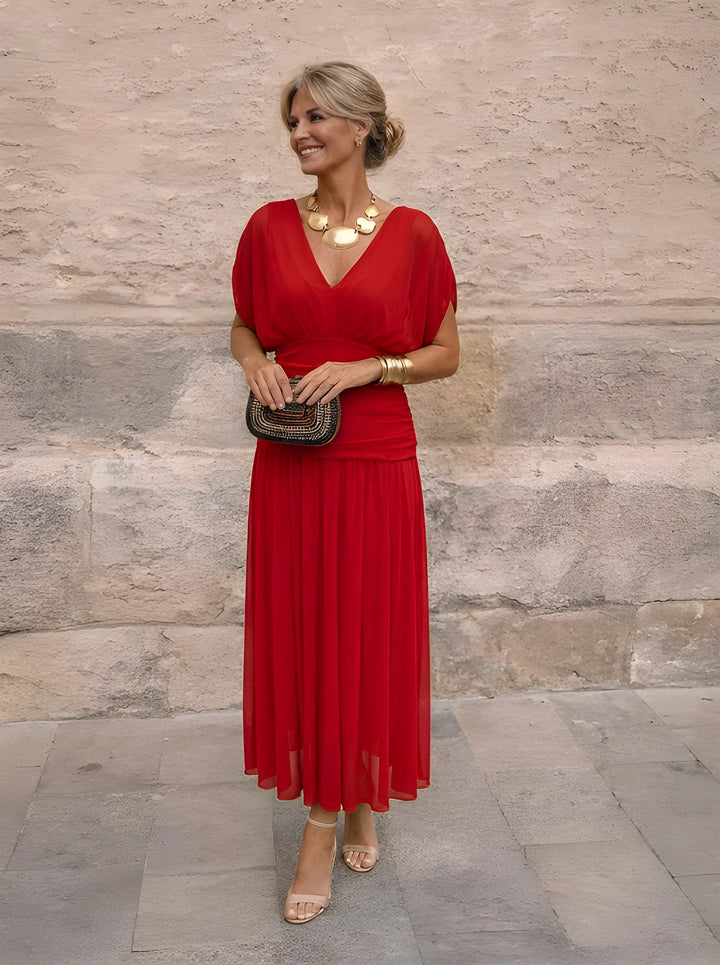 Elegantes Maxikleid für Feste für Damen mit V-Ausschnitt