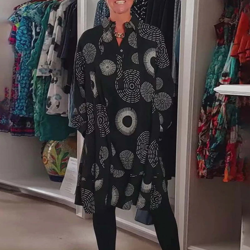 Marlene | Lässiges Midikleid für Damen mit geometrischem Druck