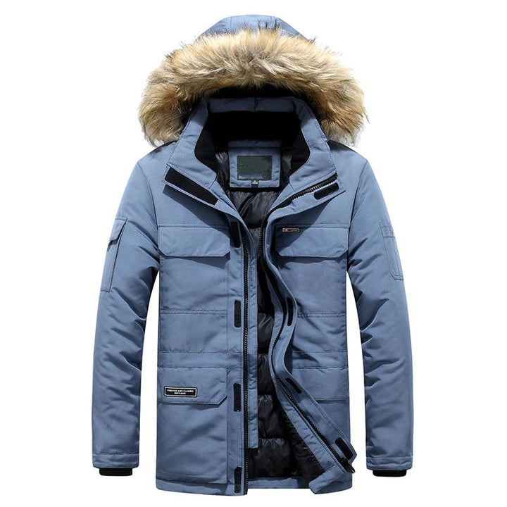 Elegante Herren Winterjacke mit Kapuze und langen Ärmeln