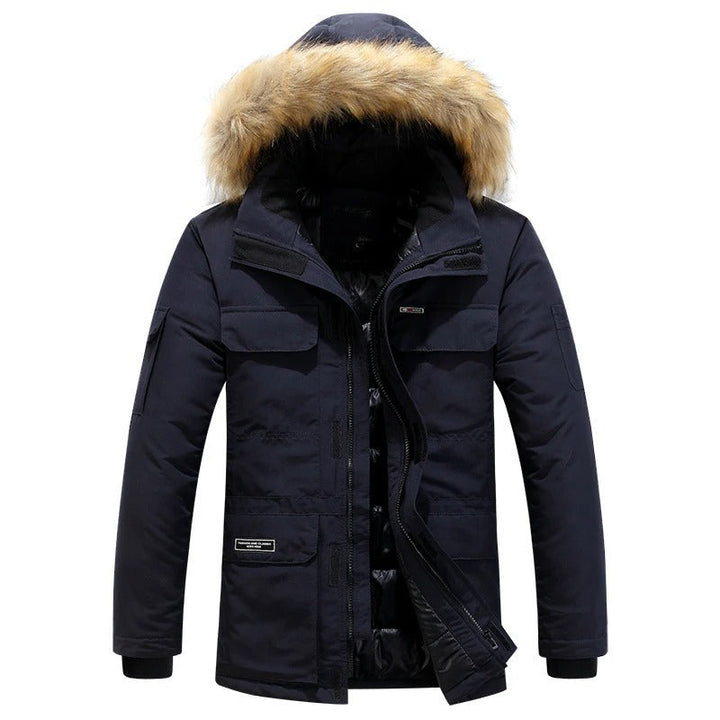Elegante Herren Winterjacke mit Kapuze und langen Ärmeln